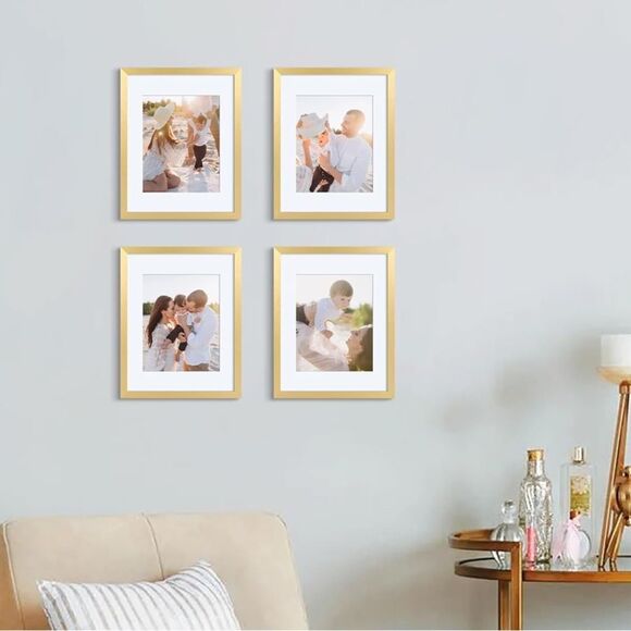 11x14 Picture Frame Set of 2, Display Pictures 8x10 with Mat or 11x14 WithoutMat - Picture 2 of 12